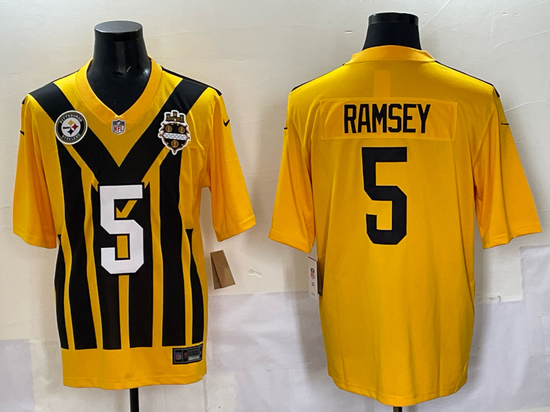Men Pittsburgh Steelers #5 Ramsey Yellow Retro 2025 Nike Limited NFL Jersey style 0013->los angeles dodgers->MLB Jersey
